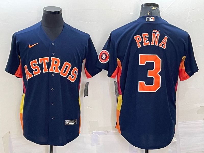 Men Houston Astros 3 Pena Blue Game Nike 2022 MLB Jersey